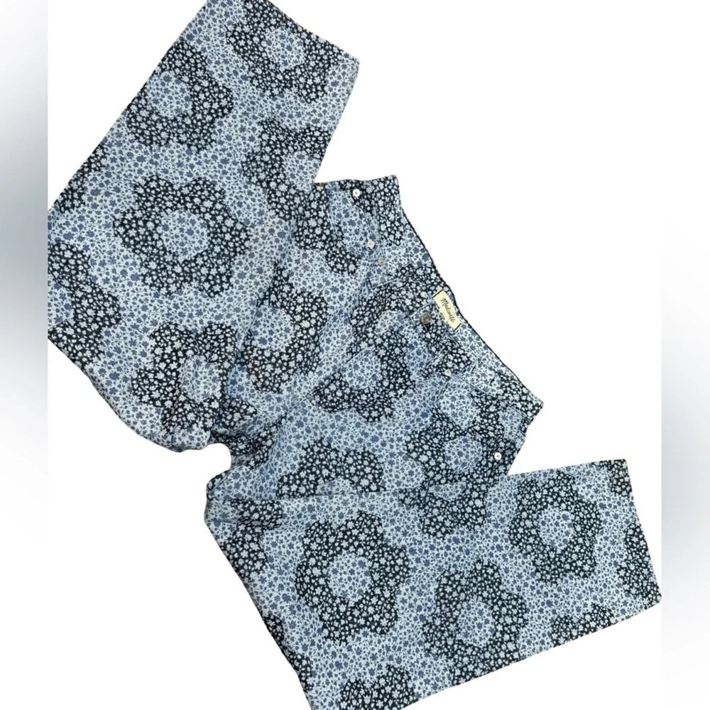 👖 Madewell Baggy Straight Jeans‎ Quilted Floral Indigo Women’s Size 29